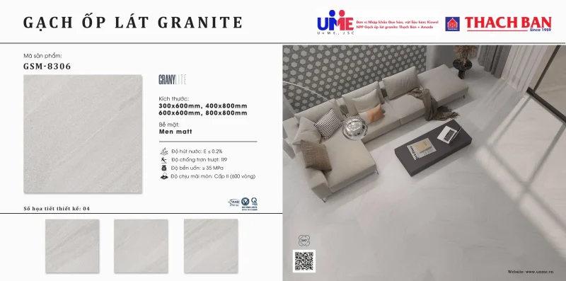 Gạch ốp lát granite 800×800 Thạch Bàn GSM-8306