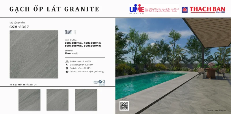Gạch ốp lát granite 400×800 Thạch Bàn GSM-8307